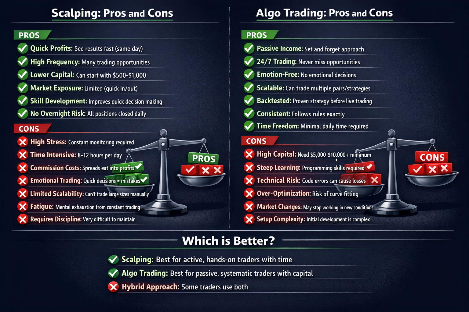 Pros and Cons Comparison: Scalping vs Algo Trading