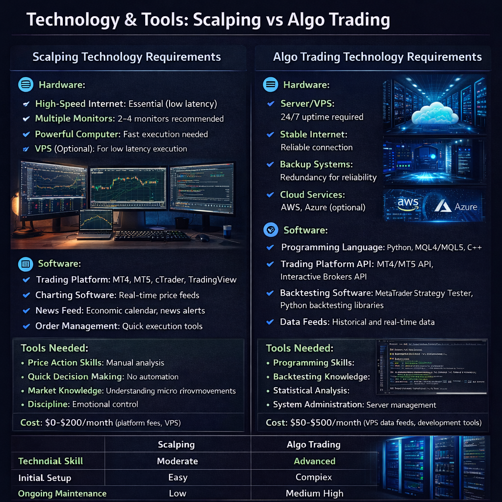 Technology and Tools Comparison: Scalping vs Algo Trading