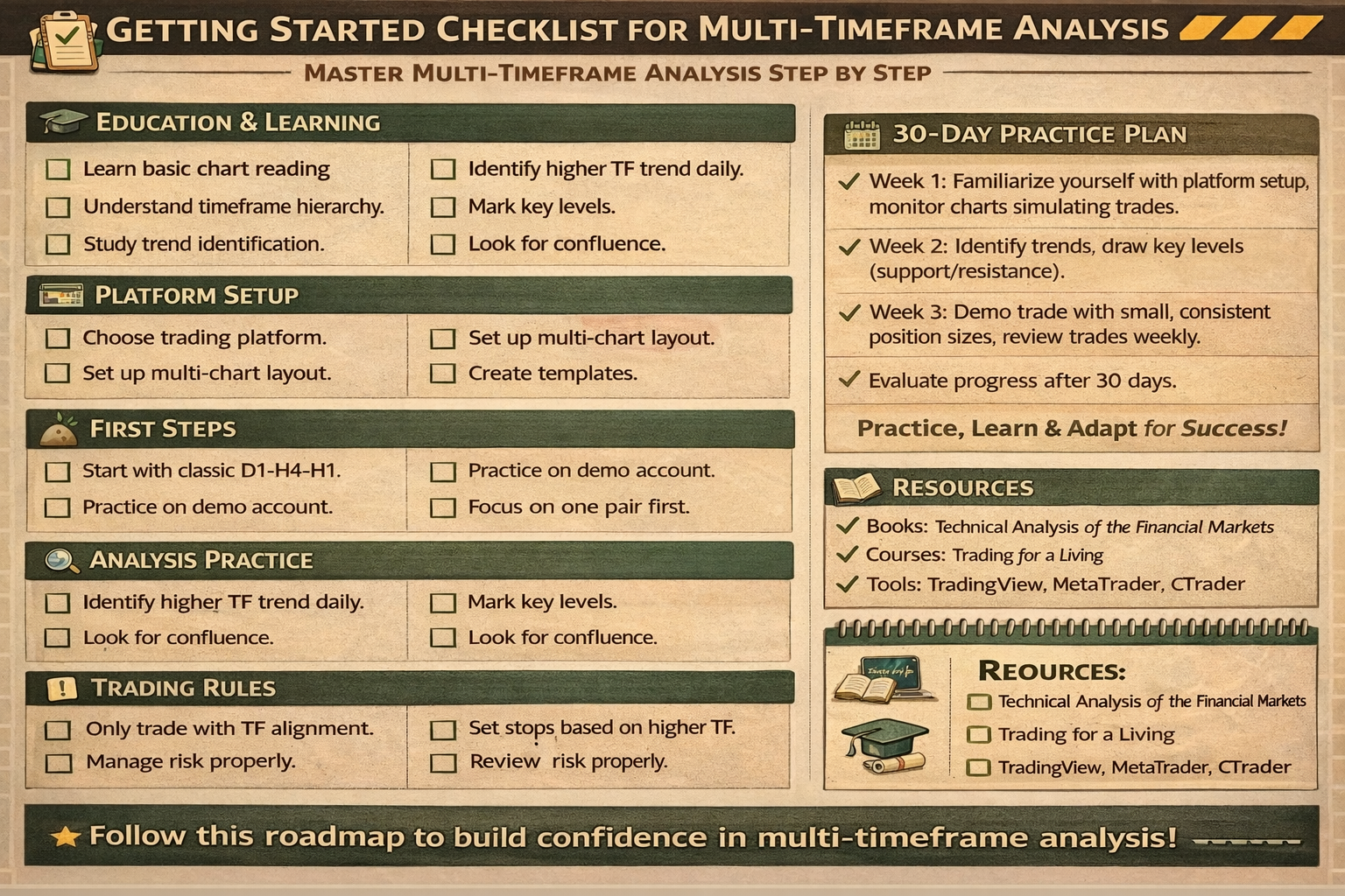 Complete checklist for starting multi-timeframe analysis